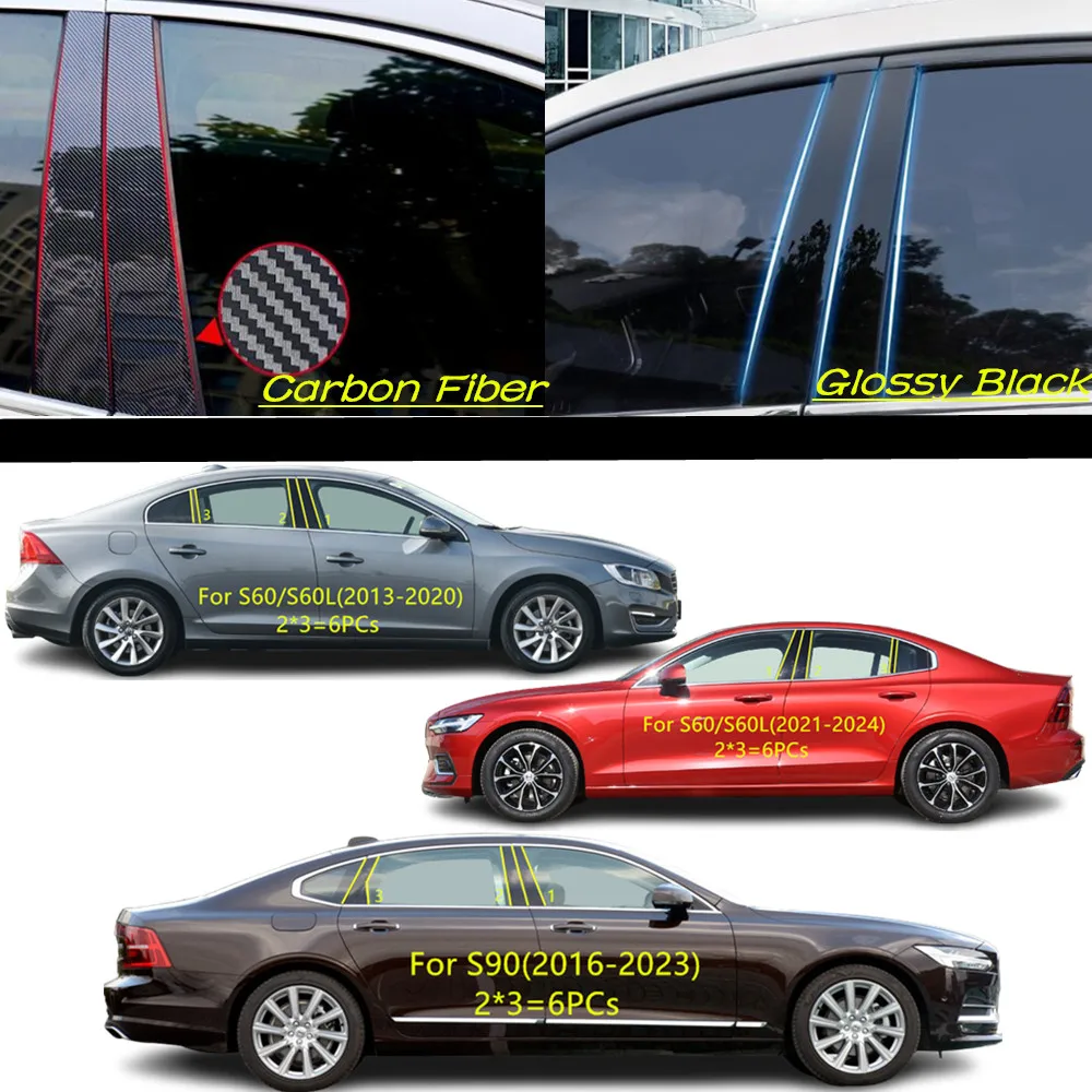 

Автомобильный ПК, материал, крышка стойки, отделка двери, окно, молдинг, наклейка, аксессуары для Volvo S60/S60L 2013-2024/S90 2016-2023