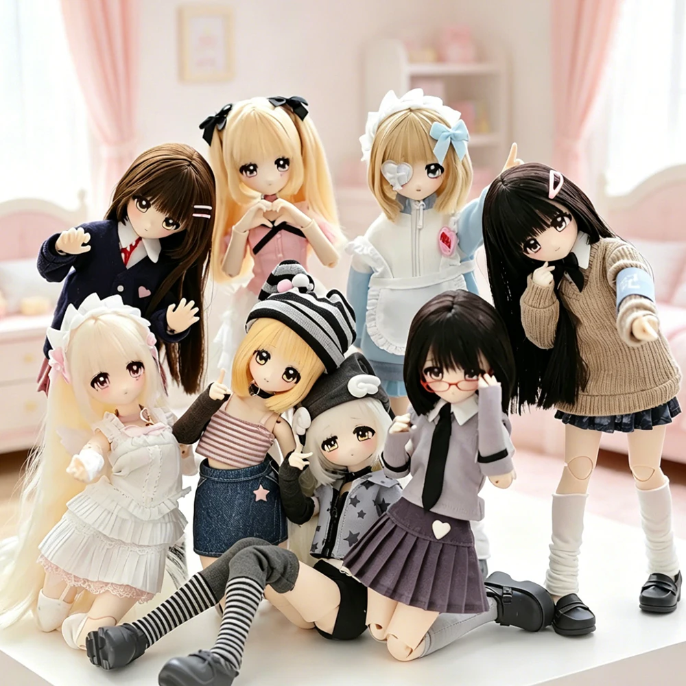

Collectible Blind Box Anime Articulated Figure Don't Touch My Bangs Series Kawaii Lolita Dress Up Fashion Desktop Decor Gift