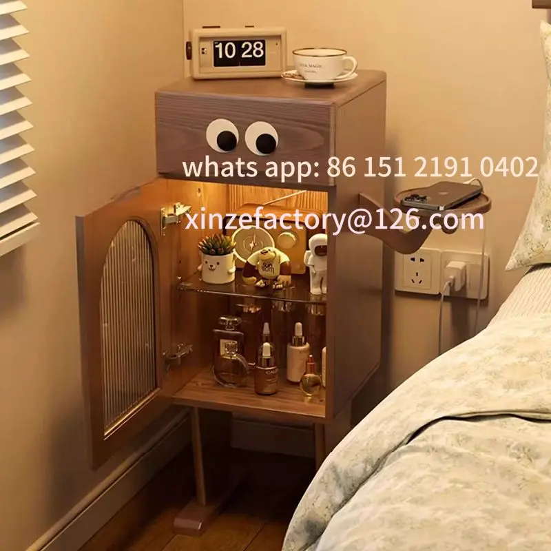 

Customizable robot bedside table cute locker with light side bedroom living room locker creative bedside table