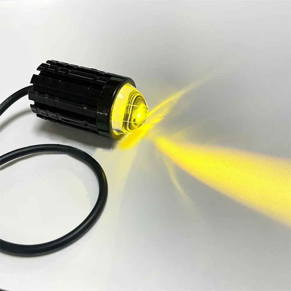 Focos LED universales para faros delanteros de motocicleta, lente de proyector, amarillo, blanco, luz antiniebla de haz Alto y B
