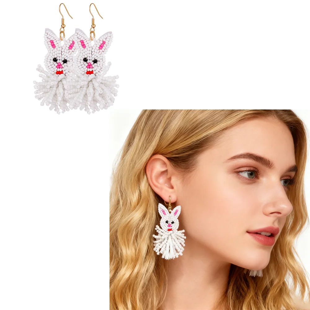 

Серьги-капли PESENAR с пасхальным кроликом и кисточками ручной работы, аксессуар для праздничной вечеринки