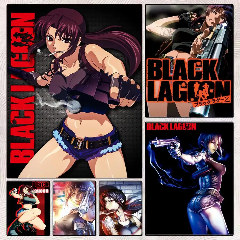 Classic Anime B-Black Lagoon Painting Calligraphy Aesthetic Canvas Wall Poster Modern Room Bedroom Cafe Wall Artwork