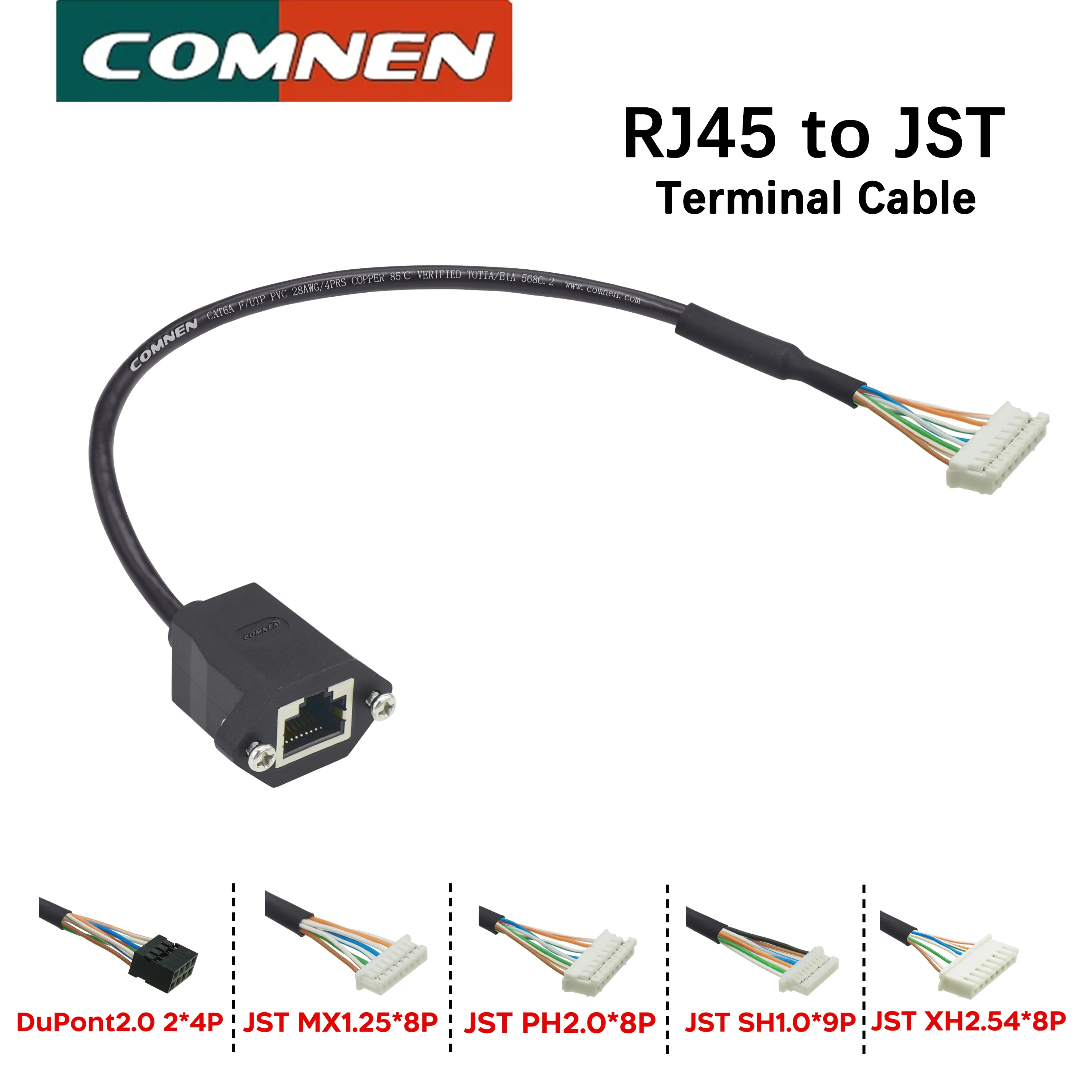 COMNEN RJ45 Female to JST XH PH SH MX Dupont Terminal Cable Ethernet Breakout Wire Harness Custom Length
