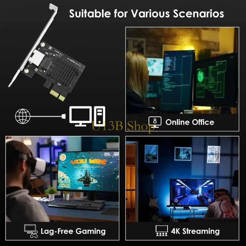 Actualizaciones red U13B con tarjeta Ethernet PCIe 1GBPS, LAN RJ45 para PC escritorio, instalación fácil