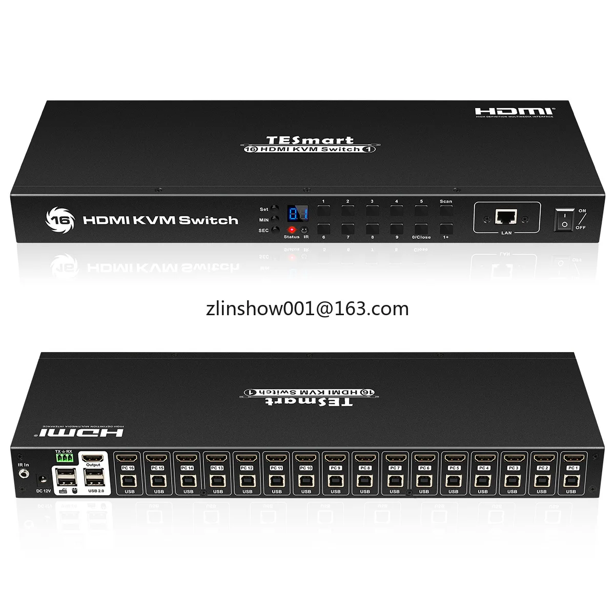 Hot Selling Over Ip 4K USB HDMI KVM Switcher 16 Port in 1 Out With RS232 LAN Port HDMI Switch