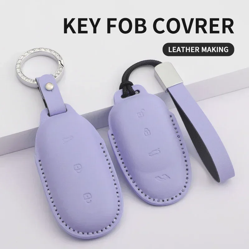 

For LEADING IDEAL Lixiang L7 L8 L9 ONE 2022 2023 Li Key Case Shell Car Key Case Cover Fob Leather Keychian Auto Accessories