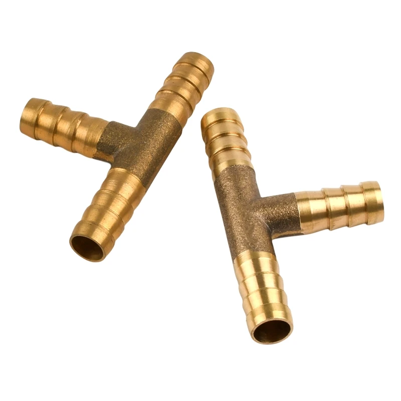 T-Shape 3 Way Pagoda Connectors 4 5 6 8 10 12 14 16 19 25mm Brass Barb Quick Connector Water Pipe Fittings Hose Connectors