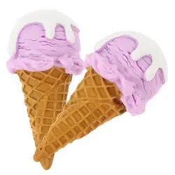 2Pcs Ice Cream Cone Models Simulation Ice Colorful Realistic Artificial Dessert Pretend Play Kitchen Food Toy Shop Display Photo