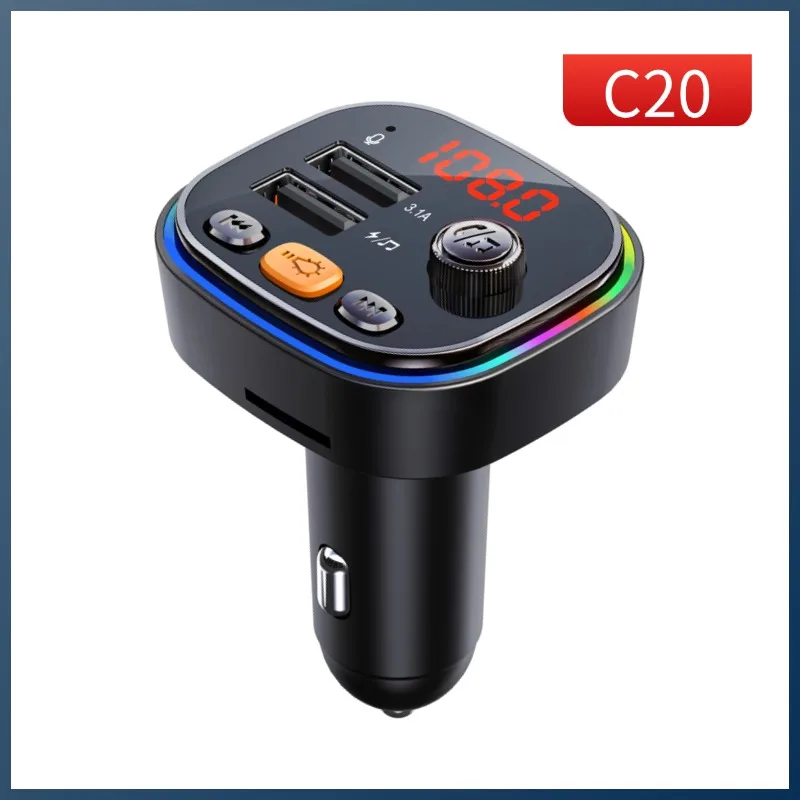Modulador FM USB 3.1A transmisor de carga rápida FM Bluetooth adaptador de Radio de coche soporte manos libres inalámbrico U disco reproducción de tarjeta TF