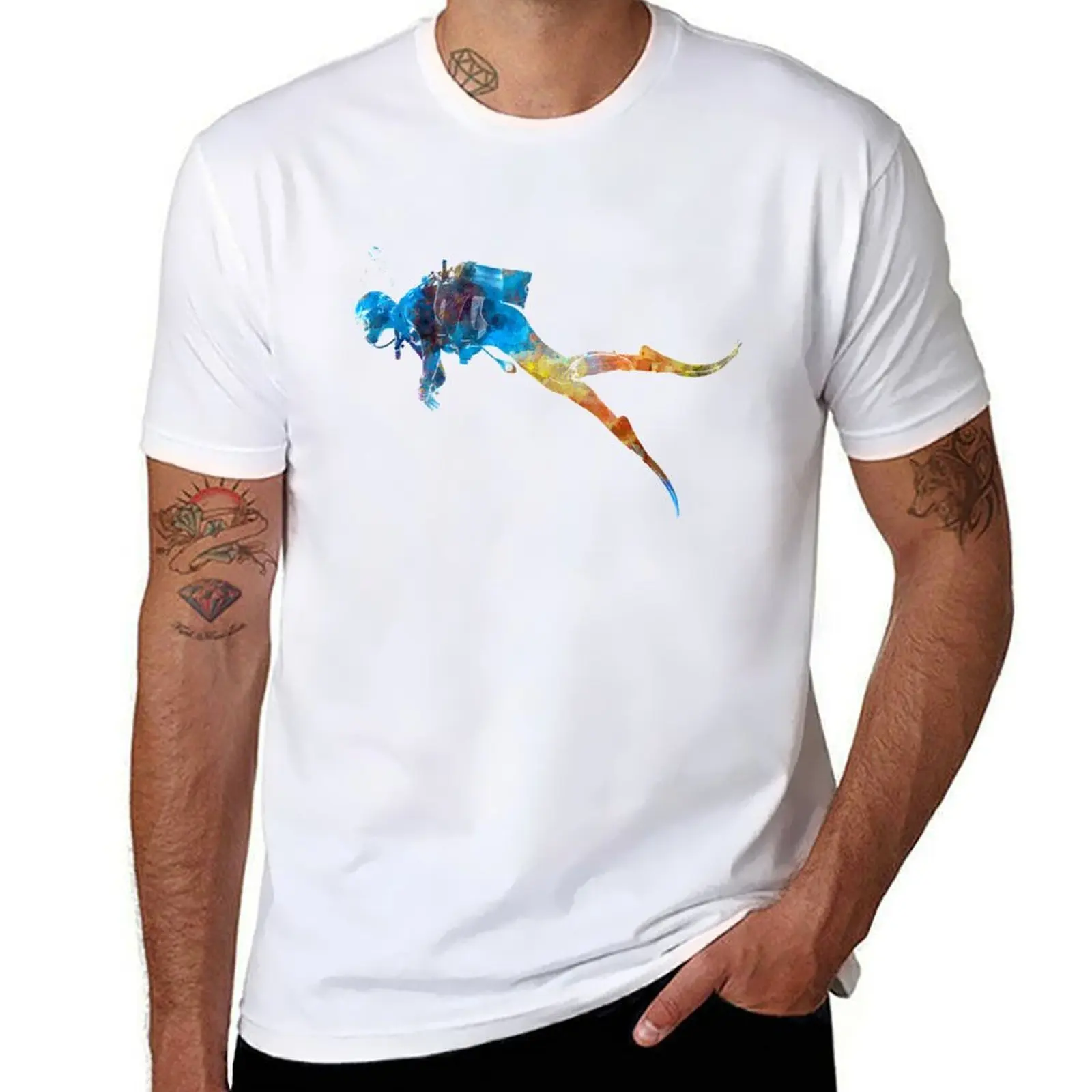 

Man scuba diver 01 in watercolor T-Shirt g man t shirts for men man t shirt heavy cotton t shirt luxury T-Shirt
