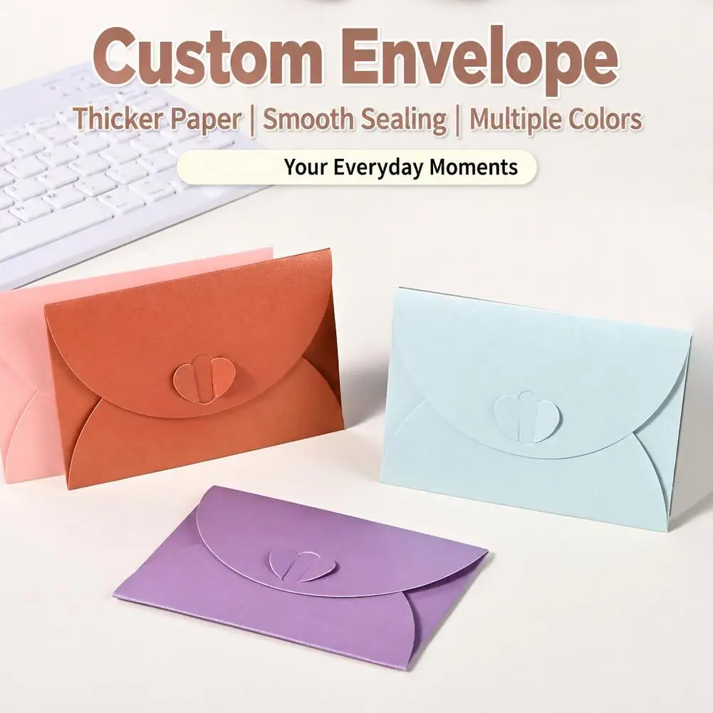 10.3x7cm Thick Love Wedding Envelope Foldable DIY Pearl Paper Envelopes Buckle Lock Letter Gift Greeting Card Envelopes