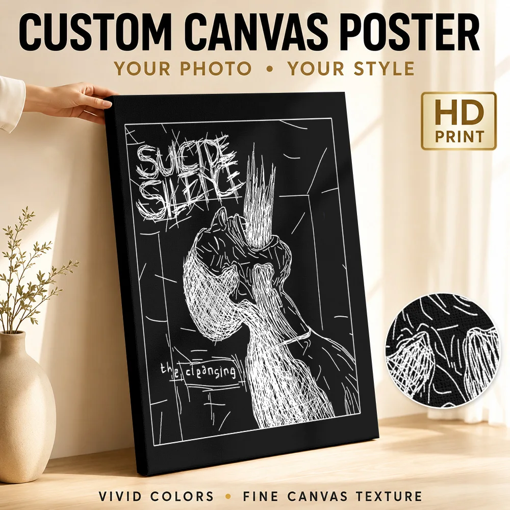 Suicide Silence Crowned Skull Framed Canvas Poster Customized Photo Detailed Illustration Wall Art For Home Recording Studio
