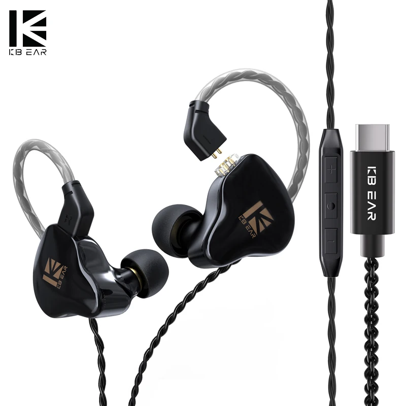 KBEAR KS1 Type-C In Ear Monitor Earphone Dual Magnectic Circuit Dynamic Wired Headphone Deep Bass Earbuds Noise Canceling  IEM