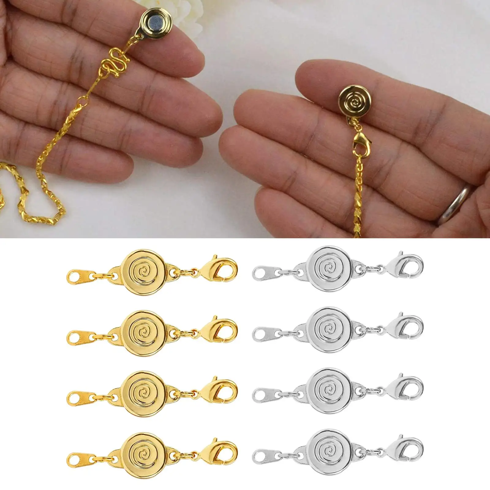 Pack of 8 Magnetic Locking Clasp Lobster Clasps for Necklace DIY Making
