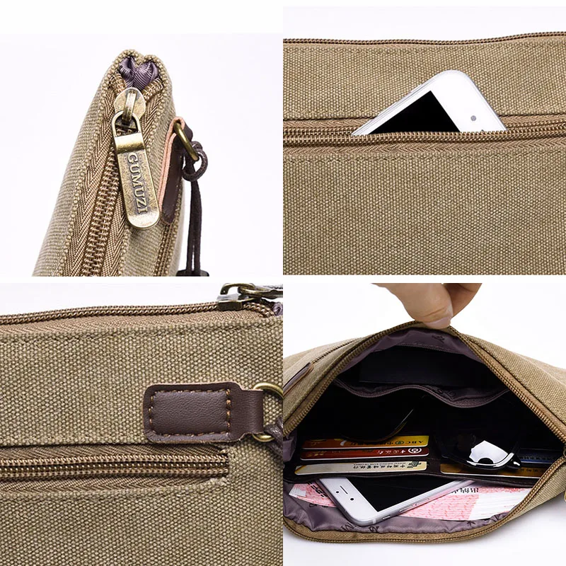 Scione Classic Clutch Bag Male Canvas Wallet Purse for Men Vintage Business Mobile Phone Handbag K201