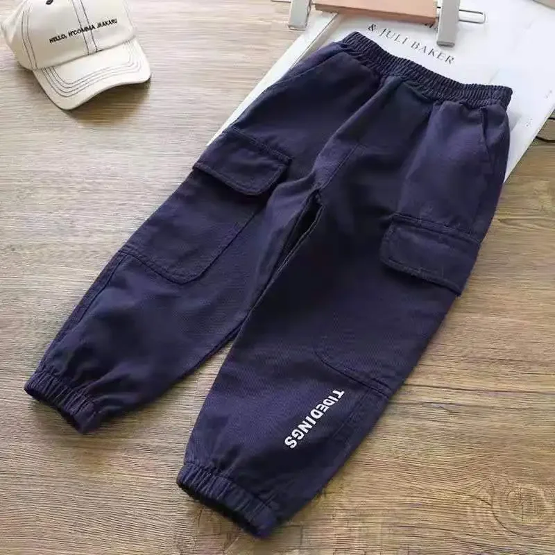 Autumn Solid Cargo Pants for Boy Sweatpant 1-6Y Yong Child Casual Clothes Kids Tactical Pants Spring Jogger Girl Sports Trousers