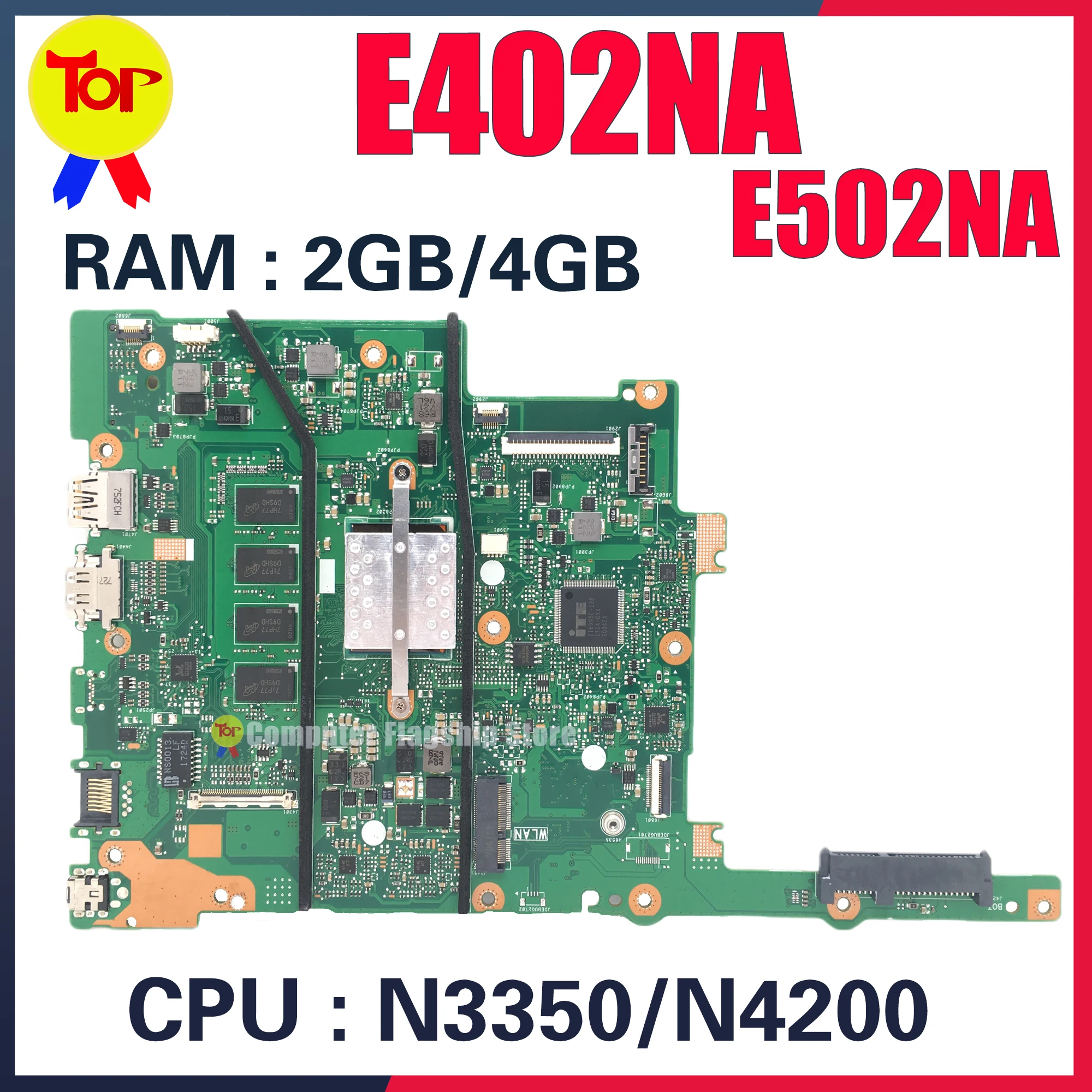 

KEFU E402NA Laptop Motherboard For ASUS VivoBook E502NA E402N E502N R417N R416N Mainboard N3350 N3450 N4200 4G-RAM 100% Working