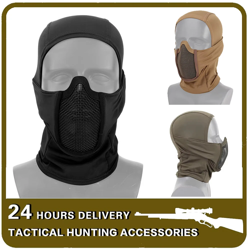 

Tactical Protective Facial Mask Balaclav Full Face Mask Wire Protective Breathable Quick Dry Fabric Hunting Military Head Cover