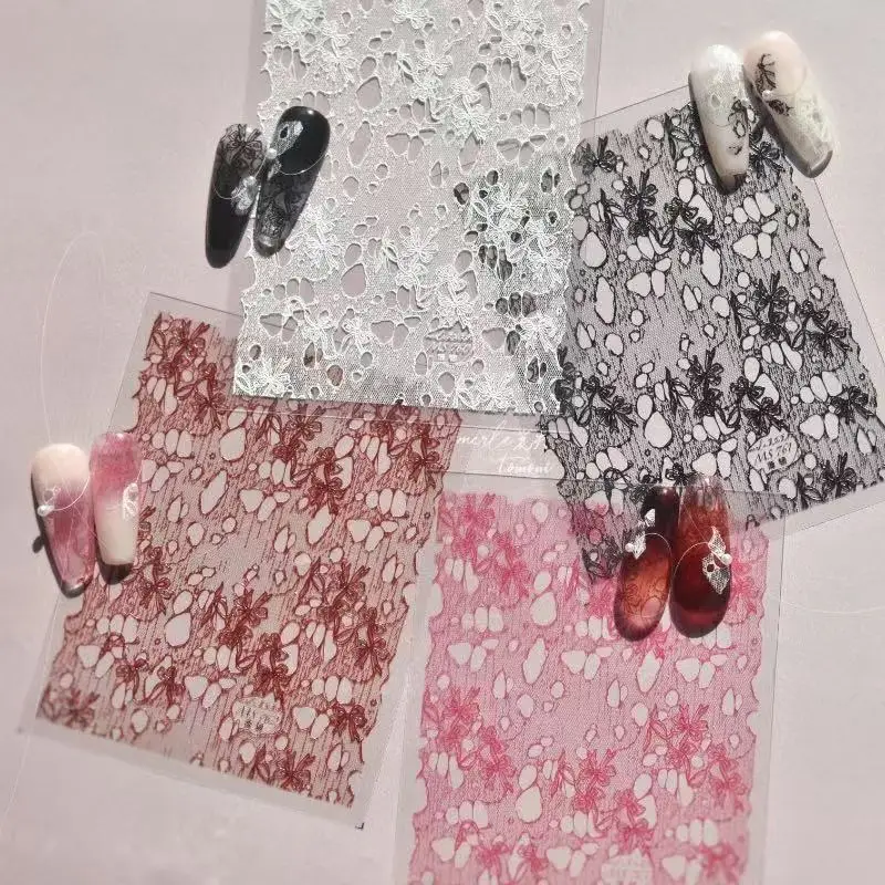 3D Lace Flower Silicone Mold Hollow out Ultra-Thin Relief Clear DIY Nail Art Manicure Mold for Creative Nail Design