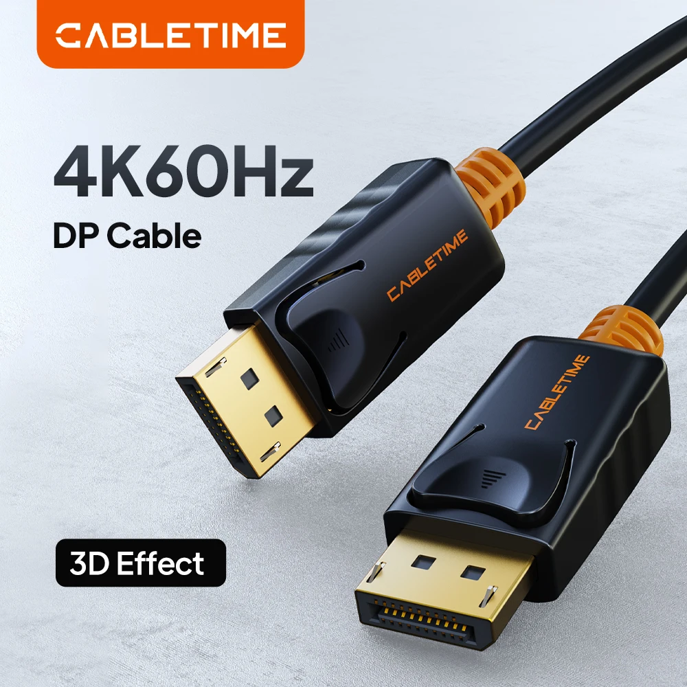 CABLETIME DisplayPort-Kabel 4K 60Hz DP zu DP High-Definition-Display-Kabel für PC, langlebiges HDTV-Projektor-Video-DP-1.2-Kabel
