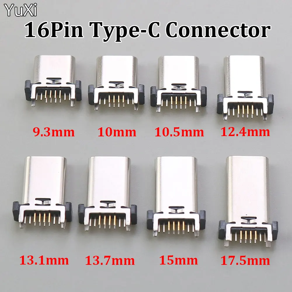 

YUXI 1PCS 16Pin Type C USB Female Socket Connector Vertical DIP DIY PCB Test Board Charging Power Dock Flex Cable Parts