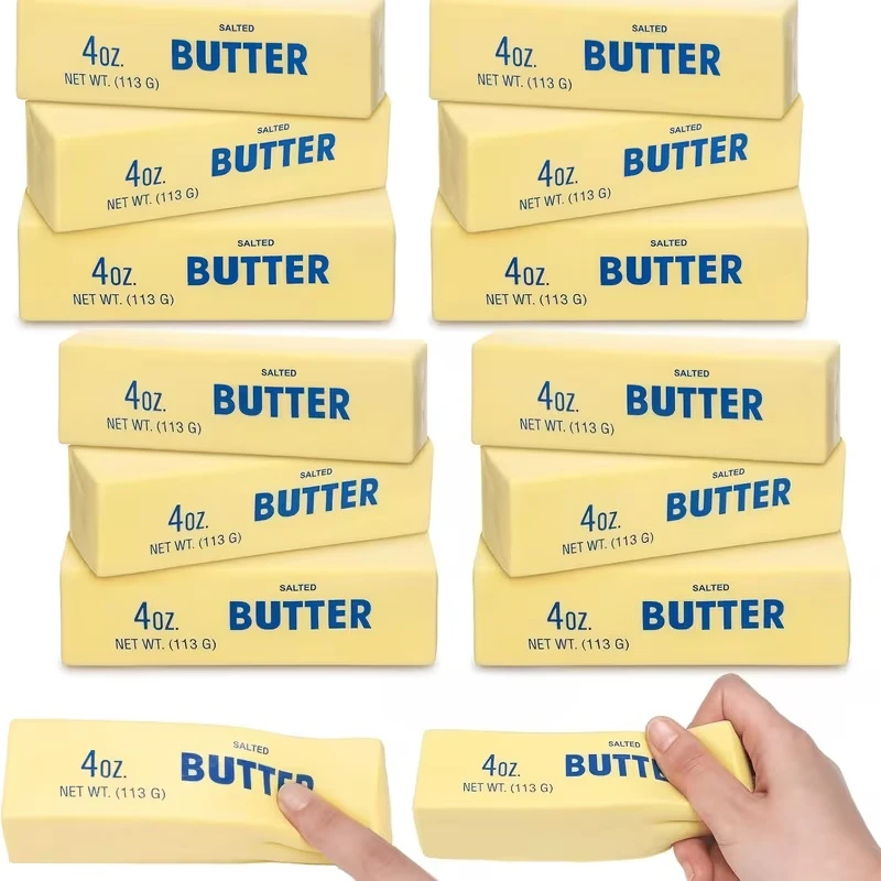 12pcs Butter Stick Squeezing Products, Sensory Relaxation and Stress Relief, Realistic Squeezing Pressure Balls, Party Gifts