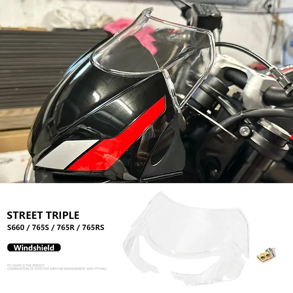 

2020 2021 2022 765 RS R S Motorcycle Windshield Windscreen Athletic Wind Deflector For Street Triple 765S 765RS 765R S660 S 660