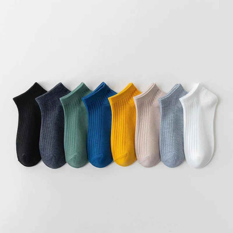 5 Pairs Women Socks Spring Summer Comfortable Breathable Cotton Women's Ankle Socks Solid Color Versatile Shallow Mouth Socks