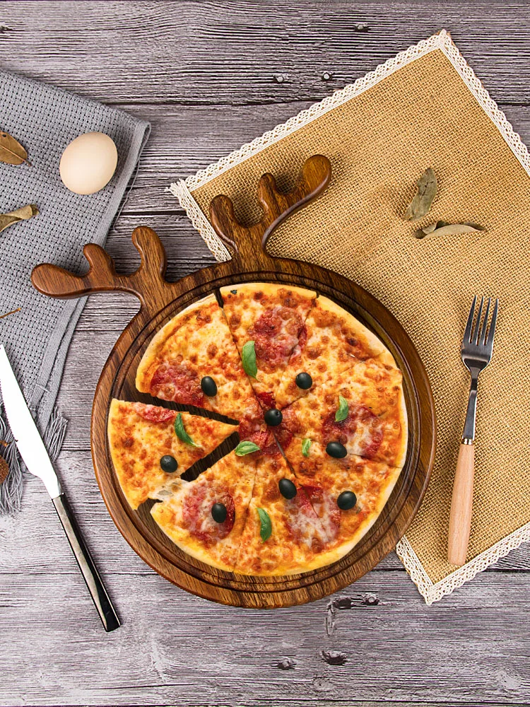 Japanese-Style Steak Plate Frosted Wooden Household Plate Rectangular Cake Western Bread Tableware round Pizza Tray Solid Color