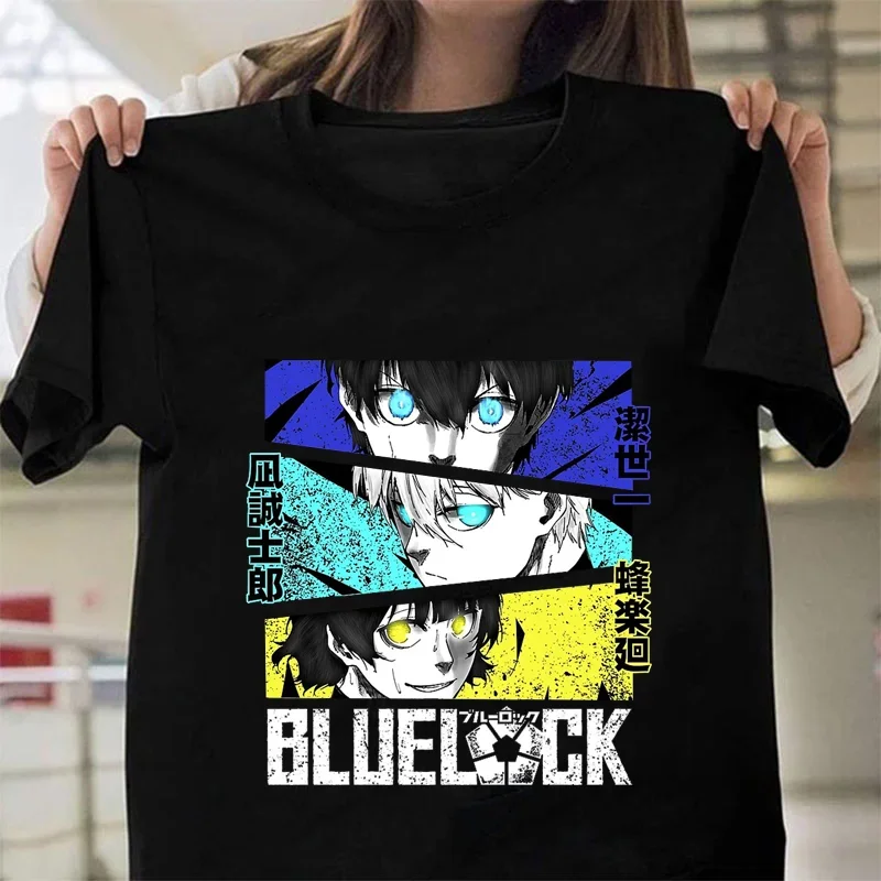 2024 New Animation Women T-shirt BLUE LOCK Printed Short Sleeve Tee Shirt Harajuku Cool Round Neck Unisex Casual Clothing Tops