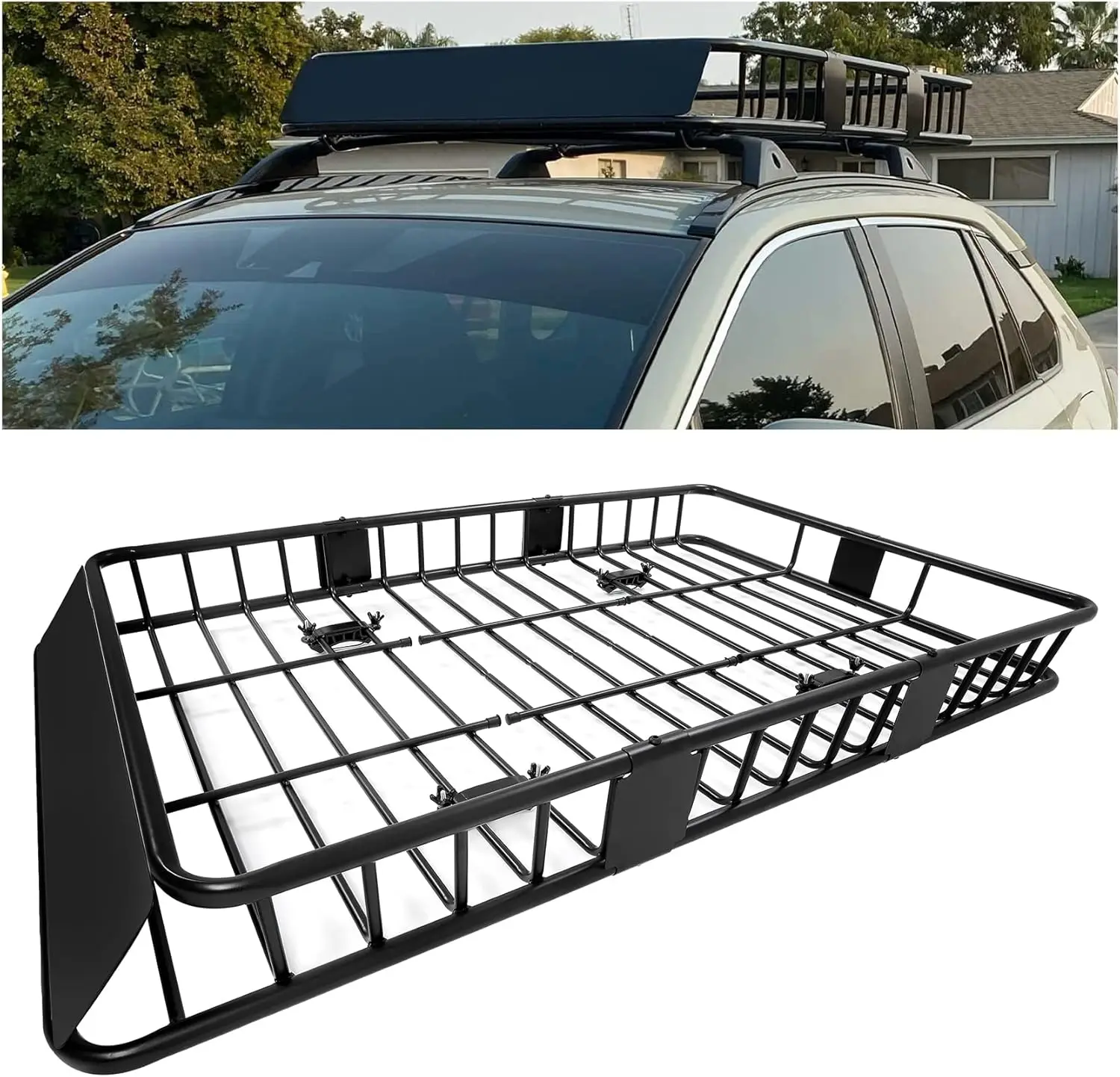 Cesta universal para transporte de carga, 64 "x 38" x 4'', com extensão, aço resistente, carro, suv, armazenamento de bagagem superior