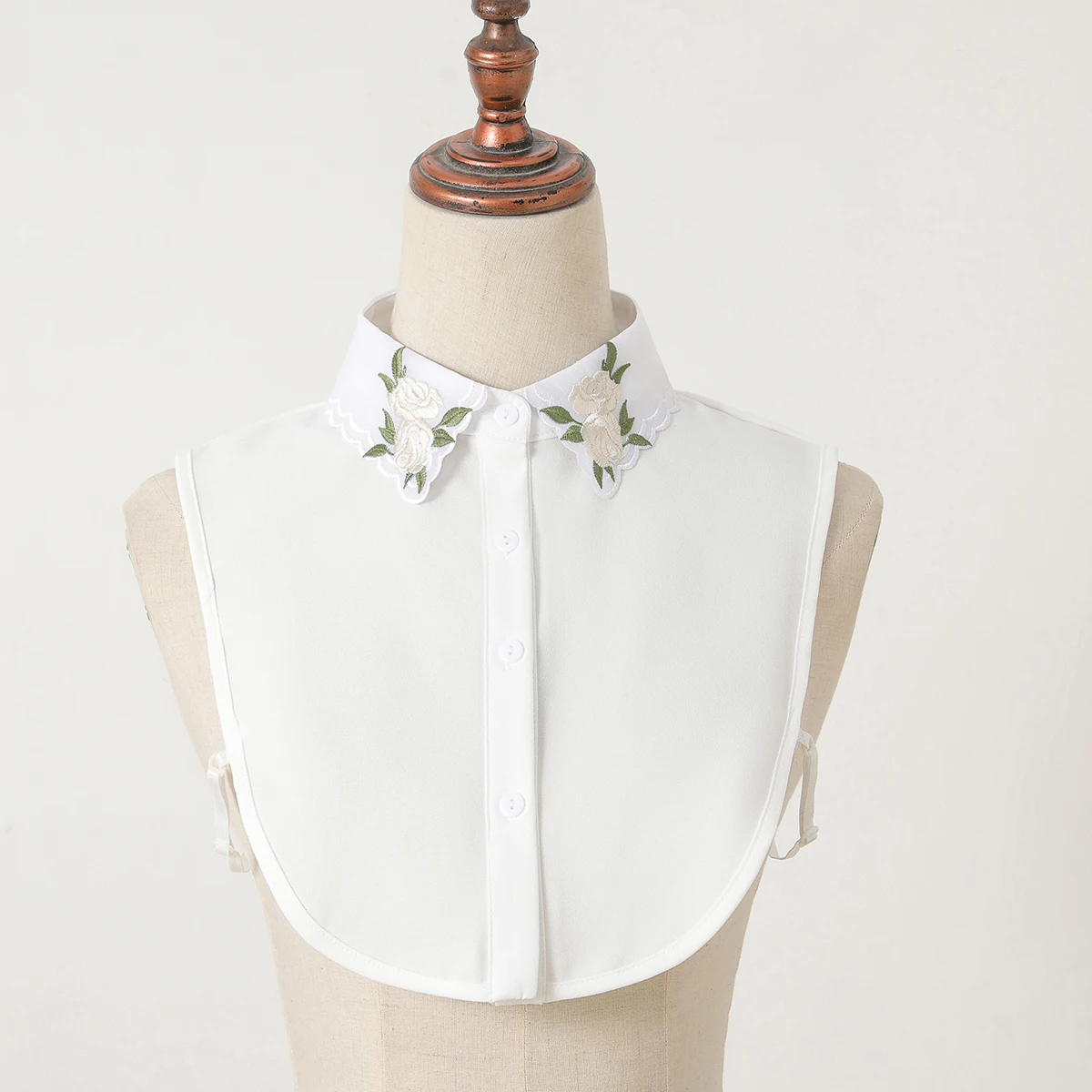 Colletto rosa albicocca ricamato da donna con camicia Dase maglione, colletto finto in chiffon decorativo versatile e staccabile