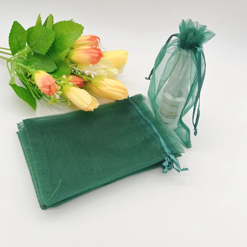 100pcs Display Pouches Blackish Dark Green Gift Bags for Jewelry Bags Packaging Wedding Gift Bag Organza Sachet Drawstring Bag