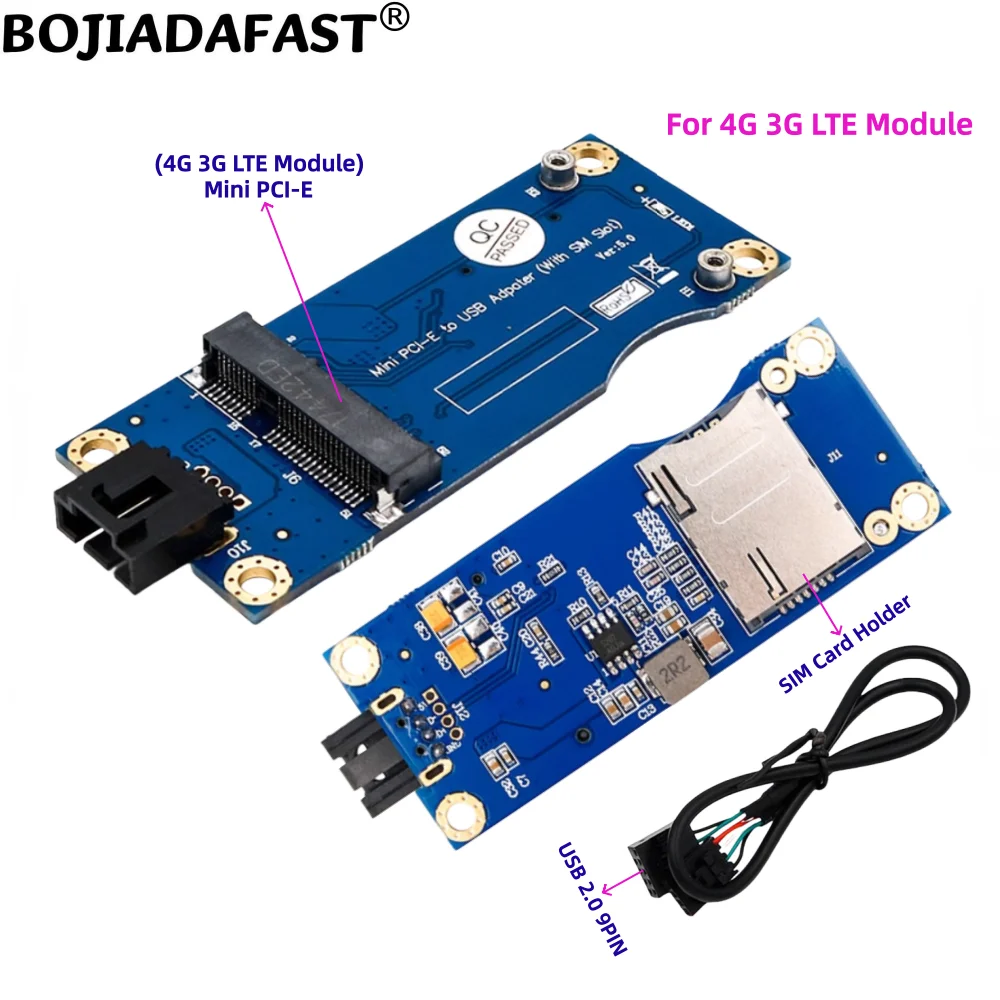 

USB 2.0 9PIN Header Mini PCI-E MPCIe Wireless Adapter One SIM Card Slot Ver 5.0 For 3G 4G LTE Module Modem