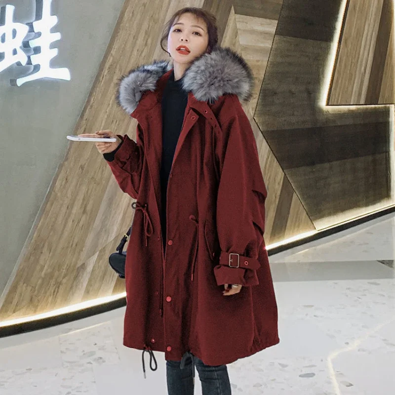 

Big Size Loose Parkas Mid Length VersionHooded Overwear Warm Outcoat 2025 New Coats Women Down Cotton Coat Winter Jacket Female