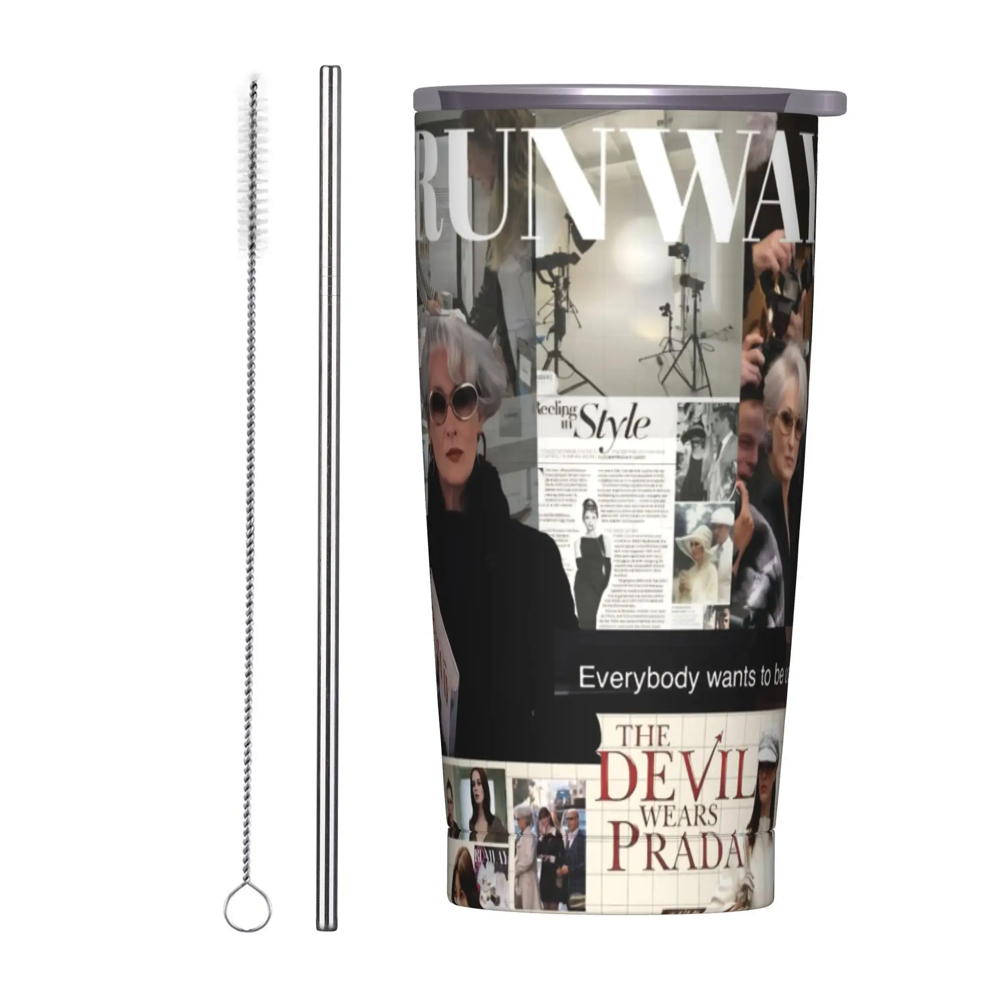 The Devil Wears Pradas 2 Moive Insulated Tumbler with Lid  Vacuum Thermal Mug Double Wall Hot Cold Drinks Cups 20oz