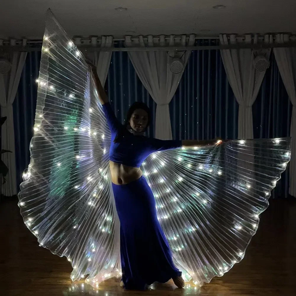 Blue White Auto Flash Led Isis Wings Belly Dance Stage Performance Light Wings Costumes Carnaval Party Show Dancewear