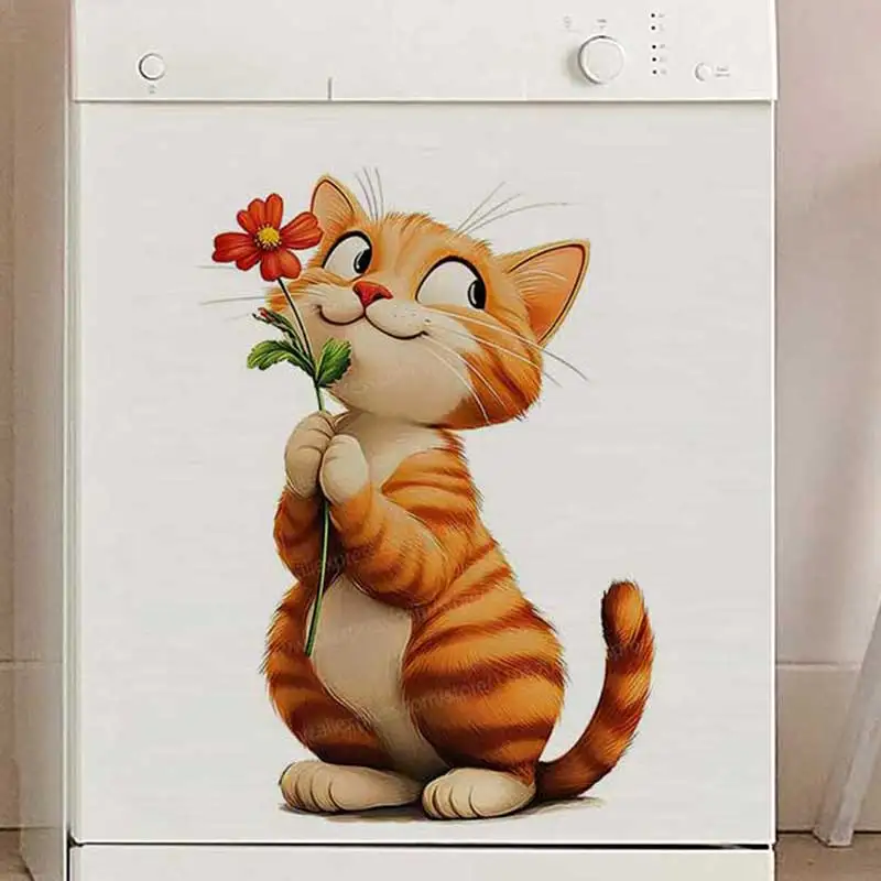 Cute Kitty Wall Stickers Warm Home Decor for Bathroom Children's Room Kindergarten Living Room Cabinet Fridge 248