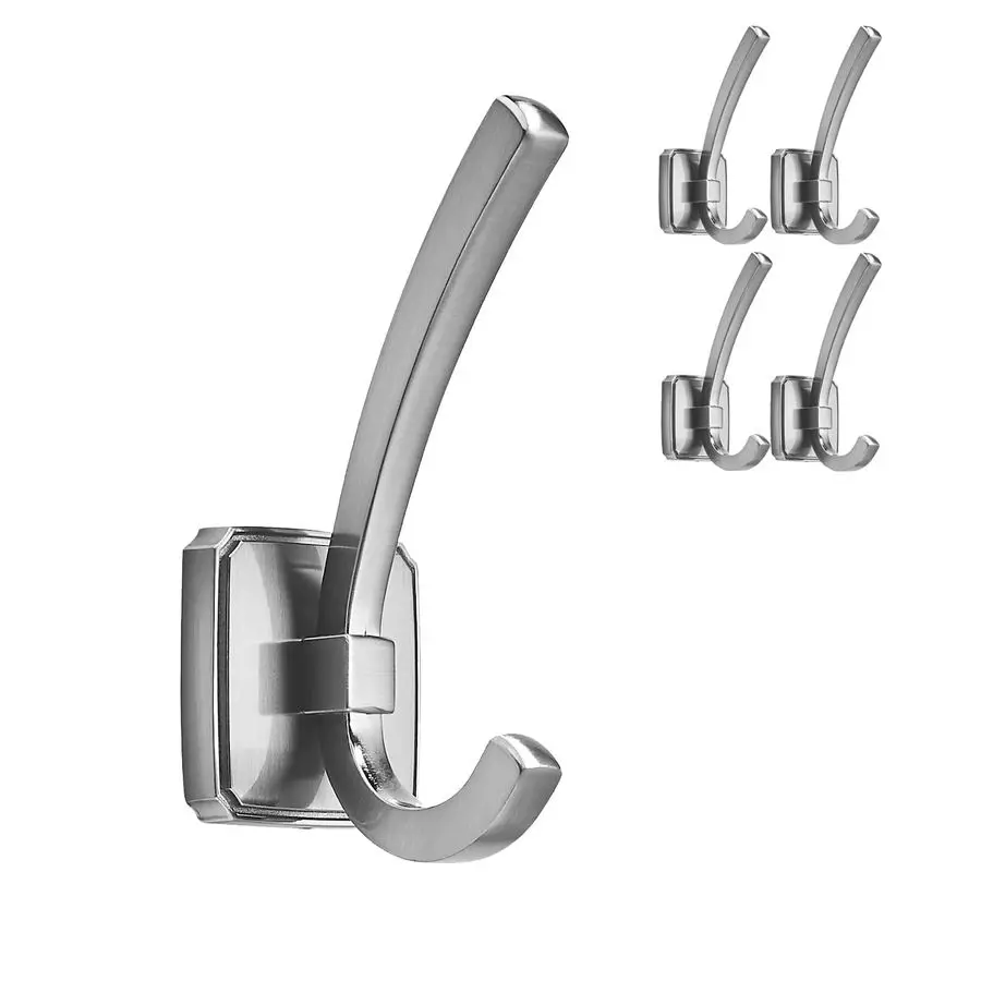 

Coat Hooks Square Base Wall Hanging Matte Brushed Nickel Coat Hooks, 5 Pack, for Entry Shoe Cabinet, Wardrobe Bathroom Bedroom F