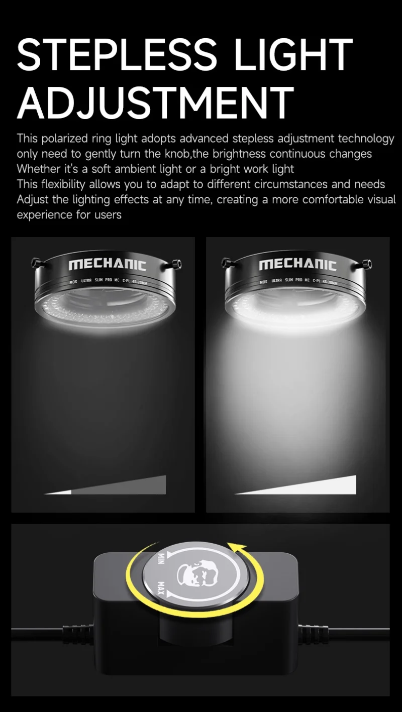 Mechanic LS720+ Microscope Polarized Ring Lamp 72pcs Adjustable LED Reflection Ring Light for Most Stereo Microscope Illuminator