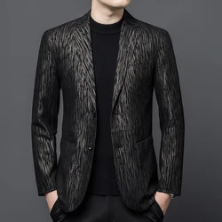 Mode Schapenvacht Lederen Blazer Hombre Casual Mannen Kleding Zijdeachtige Winter Kwaliteit Zachte Comfortabele Slanke Jas Past Terno Masculino