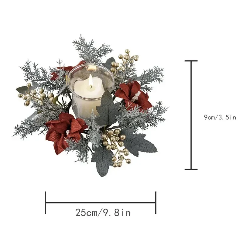 Christmas Candle Wreath Artificial Artificial Christmas Decoration Wreath Candle Holder Multifunctional Dining Table Centerpiece view 6