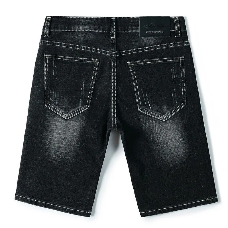 Shorts jeans de perna reta soltos para homens, estampa nova moda casual, confortável, respirável, tamanho grande, de alta qualidade, 28-36, verão, 2024