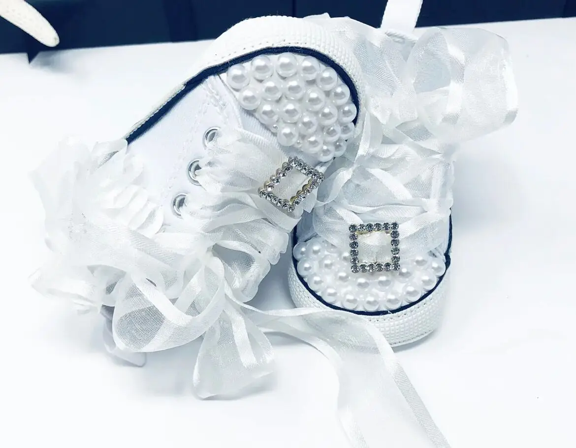 

Baby First Shoes Crown Design Handmade Baby Shoes Christening Newborn First Walkers Lace-up Infants Toddler Shoes