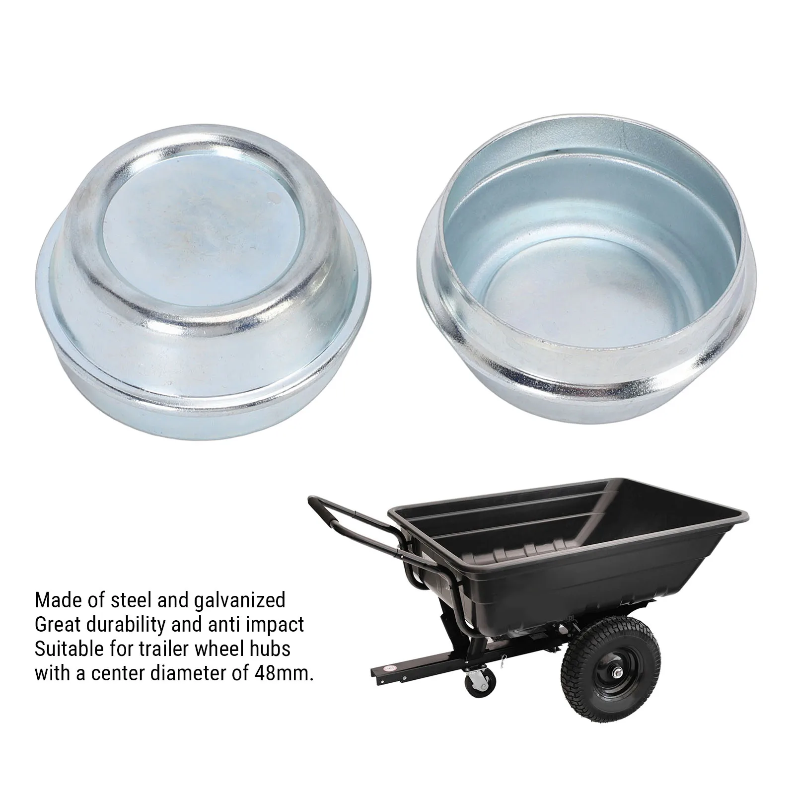 

2pcs 48mm Trailer Wheel Hub Dust Cap Galvanized Steel Trailer Wheel Hub Grease Cover Replacement for Alko Trailer Wheel Hub