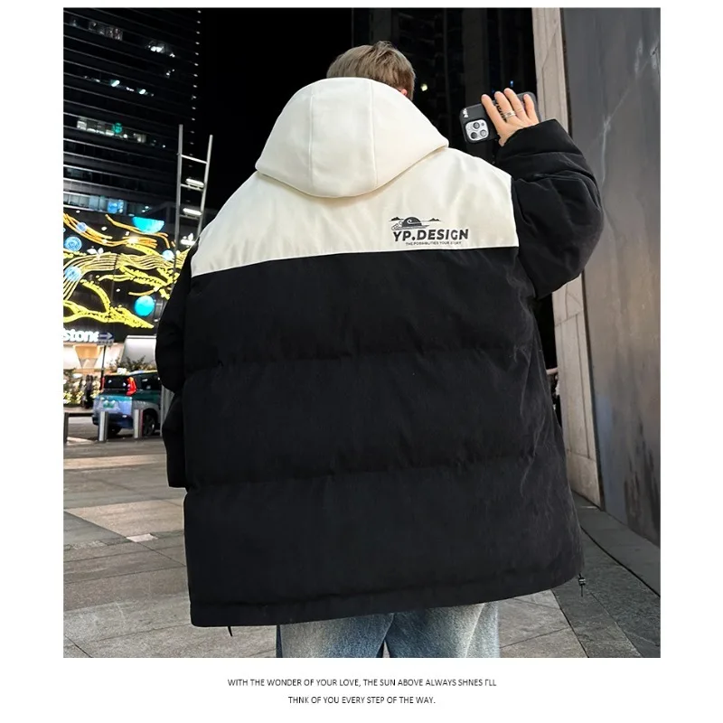 Chaqueta de pan para adolescentes, chaqueta de plumón de pato de marca a la moda, abrigo acolchado de algodón informal a la moda y versátil con cremallera para invierno