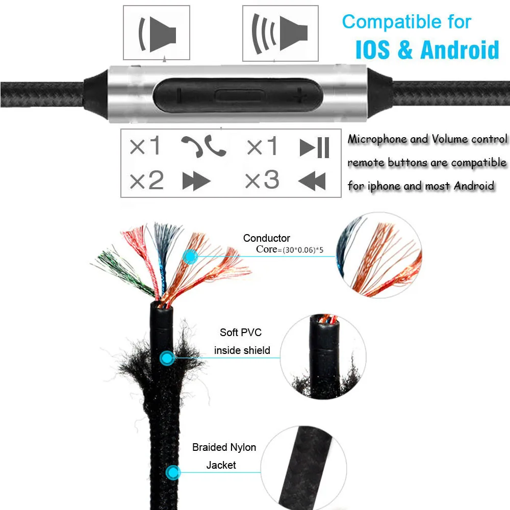كابل Poyatu لـ Sennheiser HD598 HD558 HD518 HD519 HD579 HD 598 CS SE SR كابلات سماعات الرأس ترقية استبدال الحبل ميكروفون عن بعد