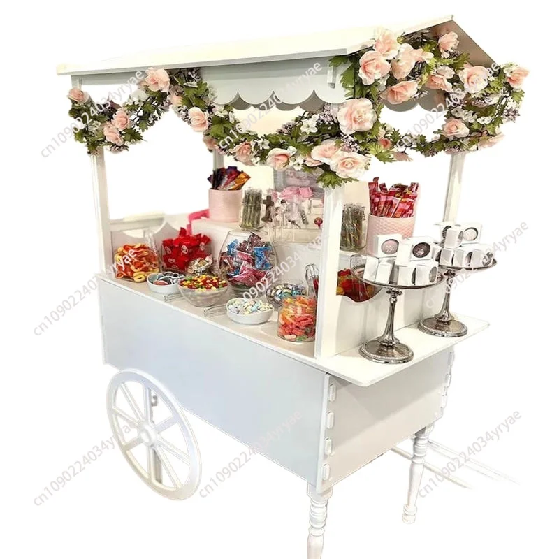

Wooden cart Candy cart Set up a stall and use a car Mobile display stand