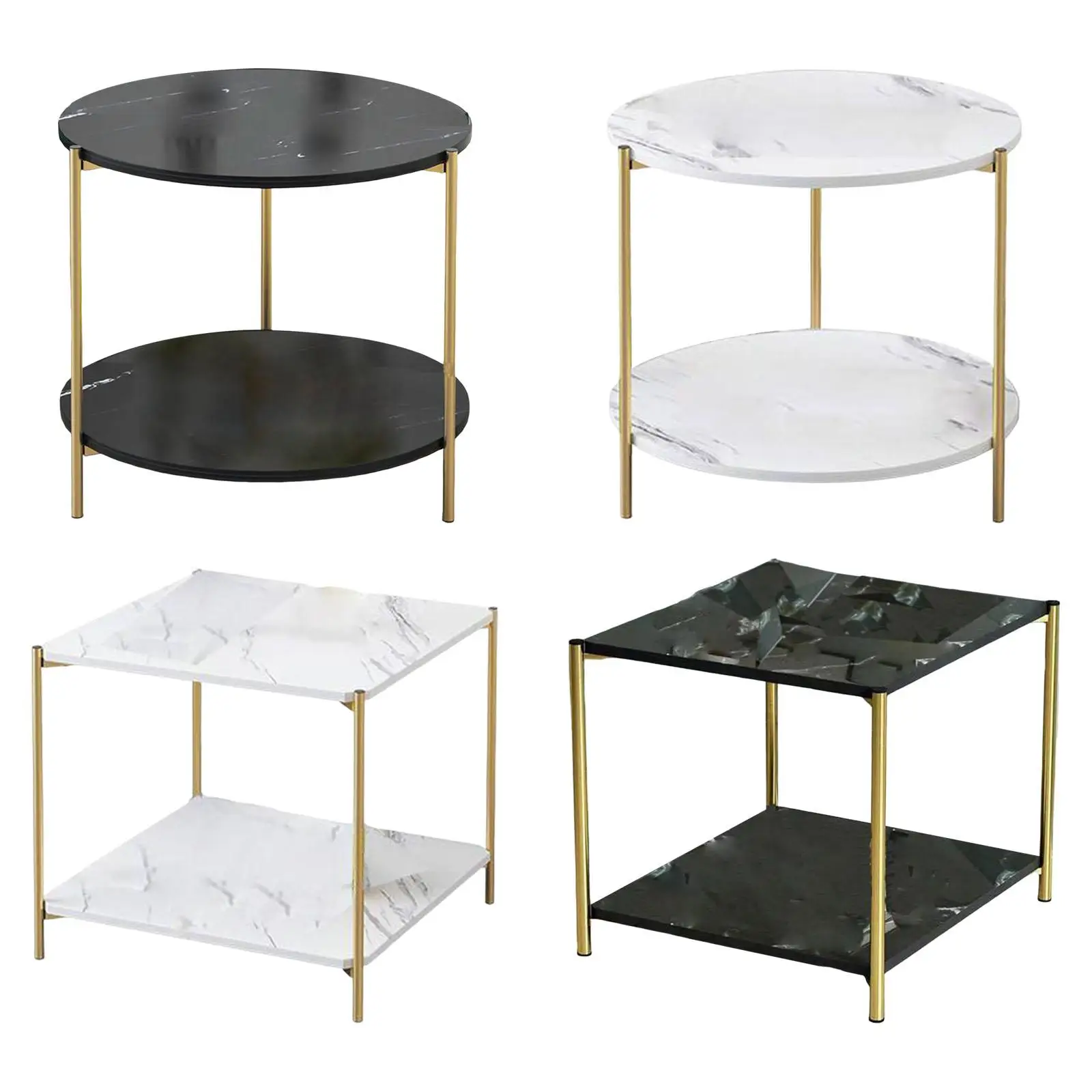 Double Layer Sofa Coffee Table Small Table for Office Dining Room Home Decor