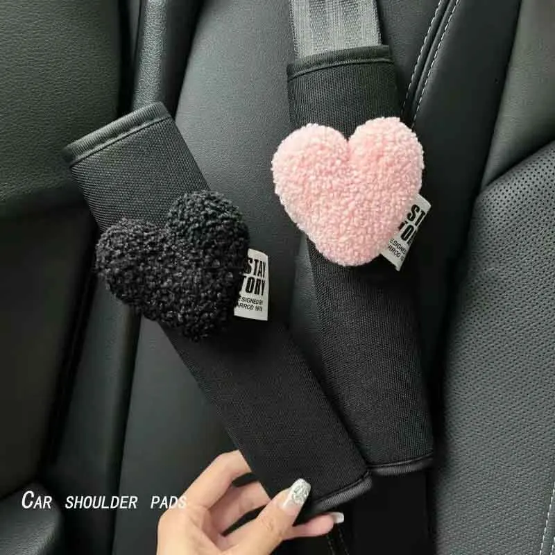 Car Seatbelt Shoulder Pad Cover Creative Love Heart Seat Belt Decoration Four Seasons Universal Girls Fashion Seat Belt Cover